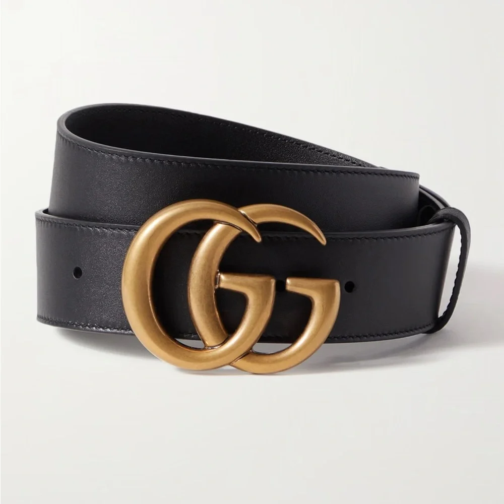 Gucci Marmont Belt with Gold Double G Buckle | 100% Authentic EUC Sz 8-12 - Picture 1 of 11